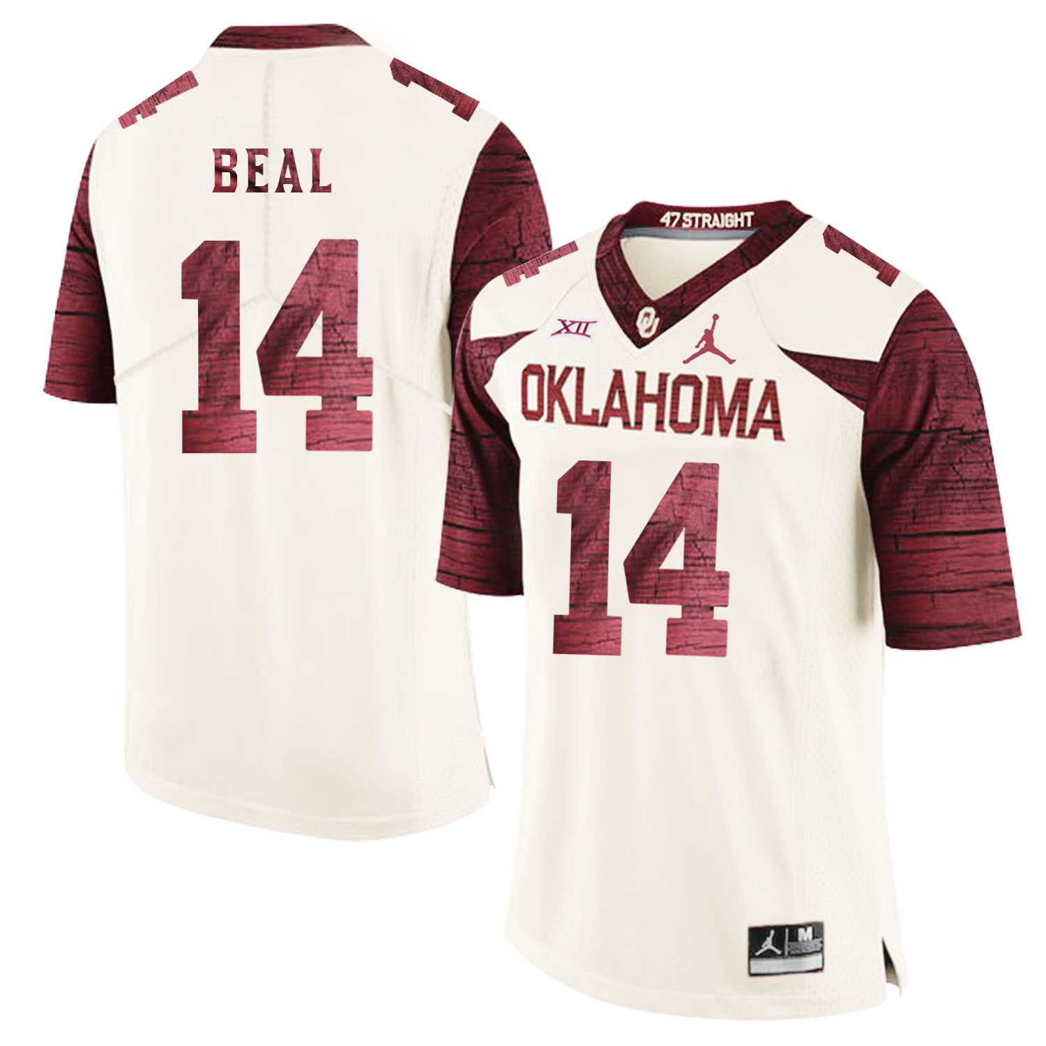 Oklahoma Sooners #14 Emmanuel Beal White 47 Game Winning Streak College Football Jersey Dzhi